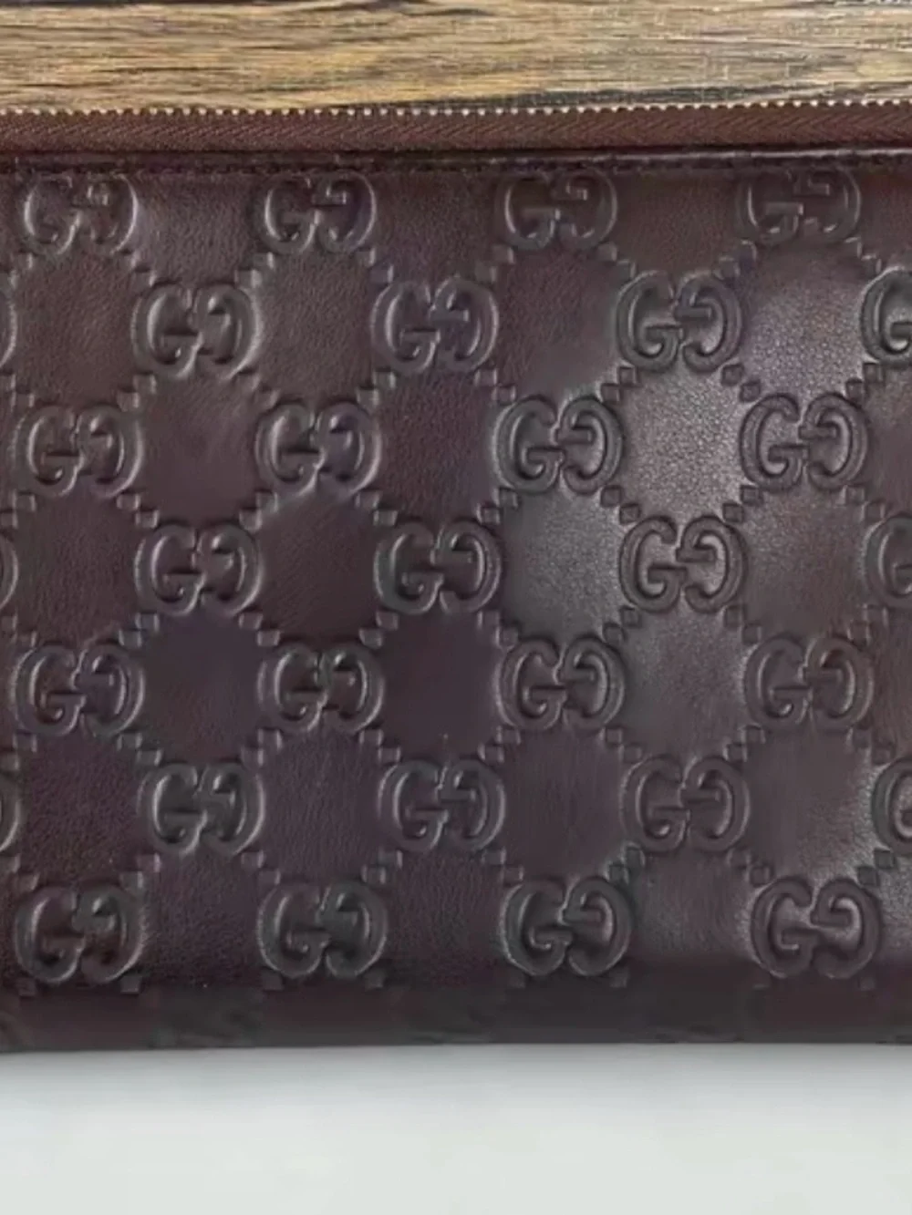 Gucci Dark Brown Embossed GG Zip Wallet - Picture 2 of 7